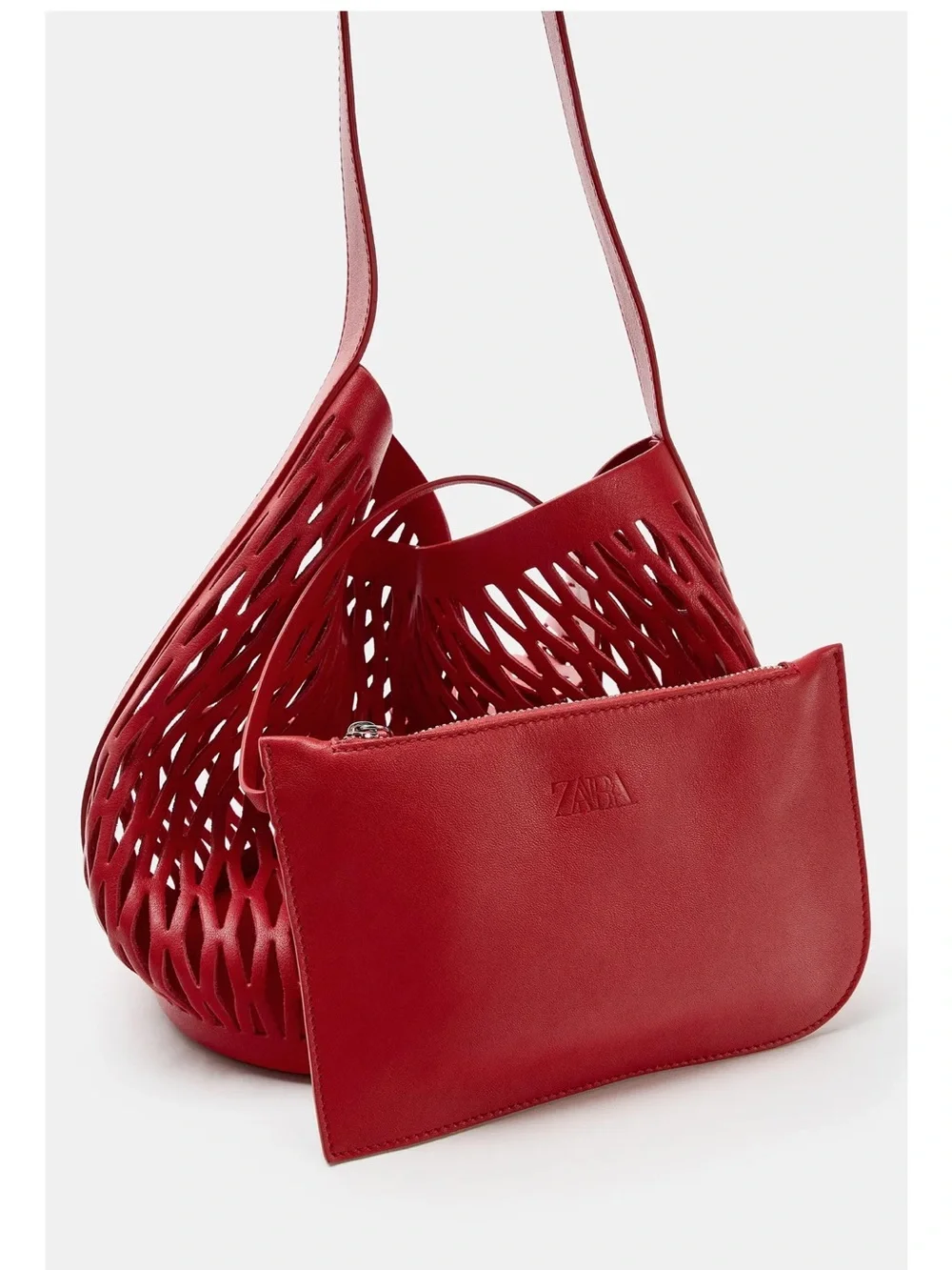 Zara Red Die Cut Leather Bag
